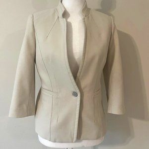 White House Black Market Ivory 3/4 Sleeve Blazer